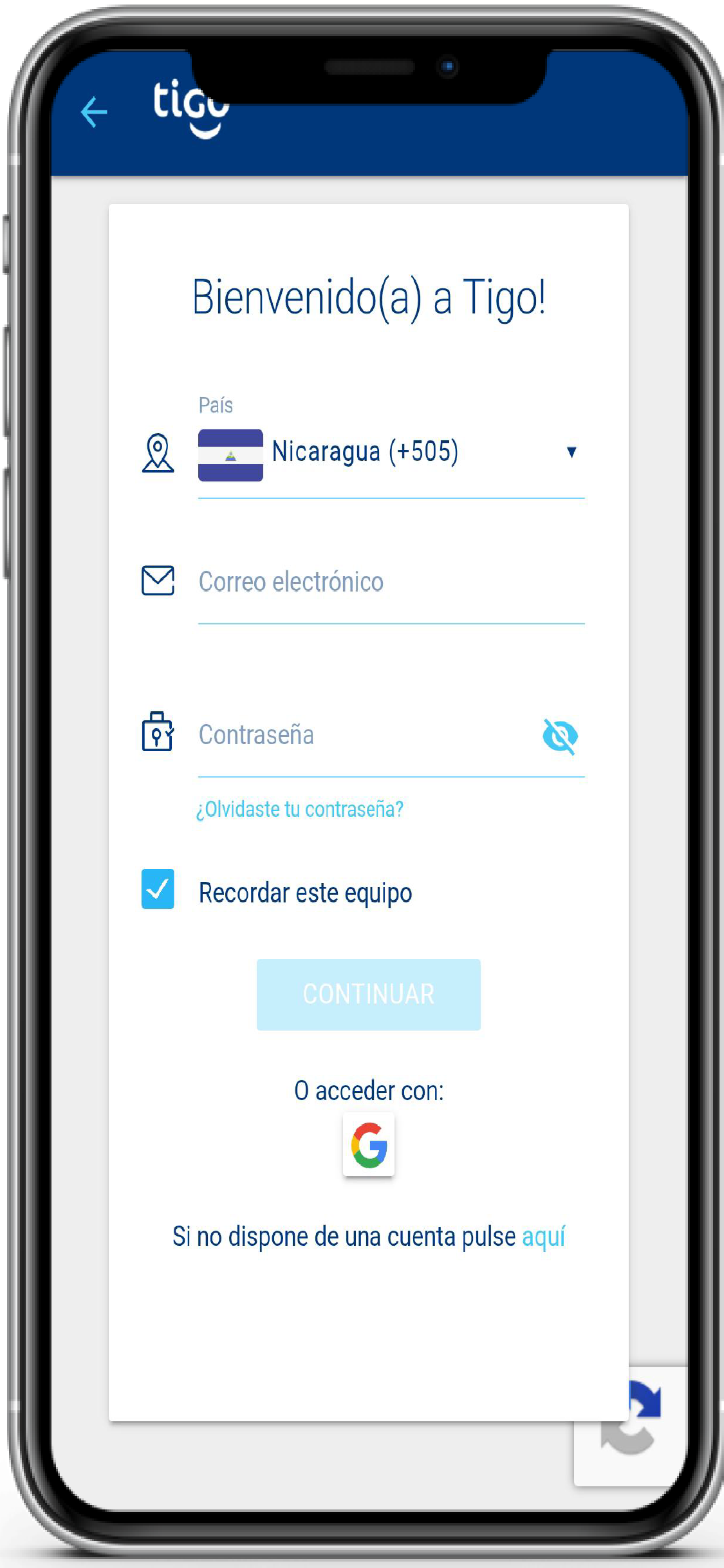 Pantalla para crear la contraseña de MyDisney
