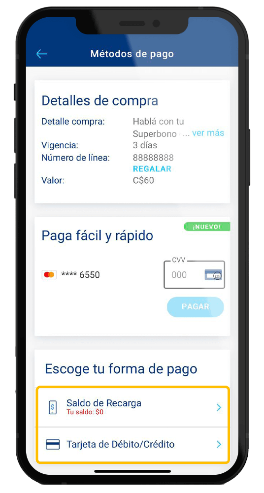 Método de Pago - Recarga Tigo Nicaragua