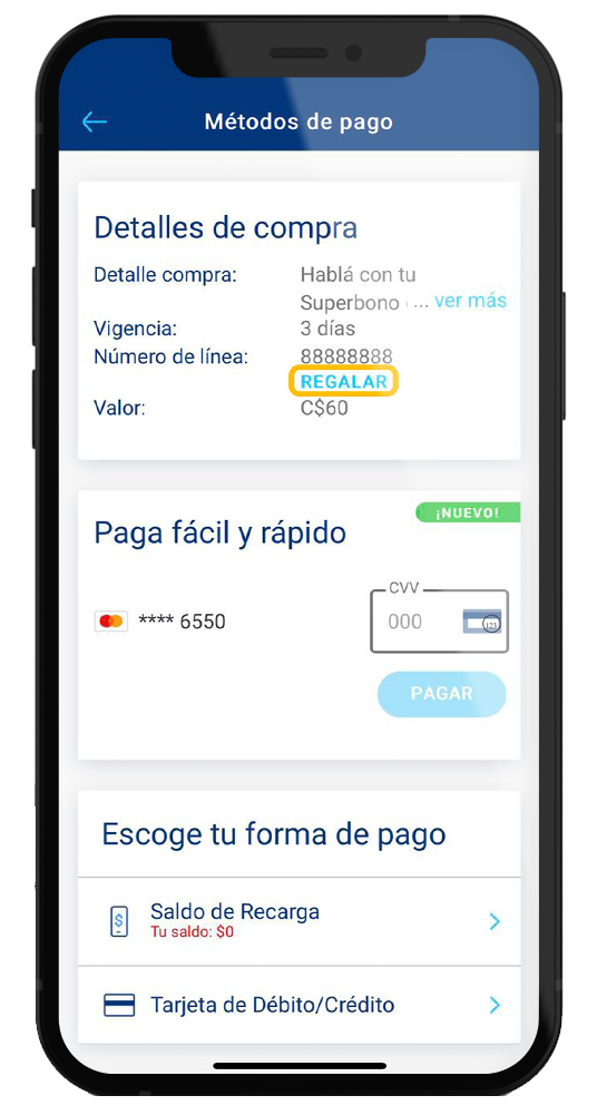 Método de Pago - Recarga Tigo Nicaragua
