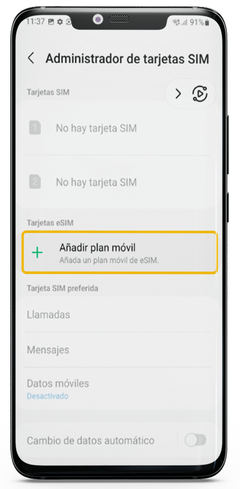 Añadir Plan Móvil - eSIM | SIM Virtual